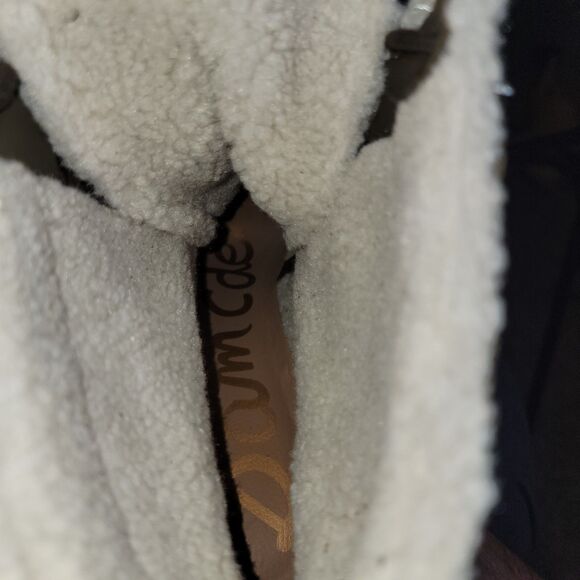 Sam Edelman Sz 10 Boho Retro Green Suede Fringe Stud Sherpa Cottagecore Booties - Picture 7 of 11